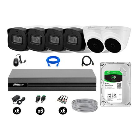 Kit 6 Cámaras Seguridad Dahua Full Hd Disco 2tb Mayor Alcance P2p