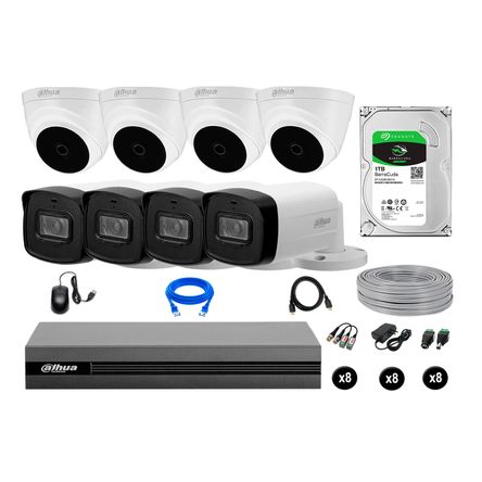 Cámaras Seguridad Dahua Kit 8 Fullhd Disco 1tb Mayor Alcance Completo