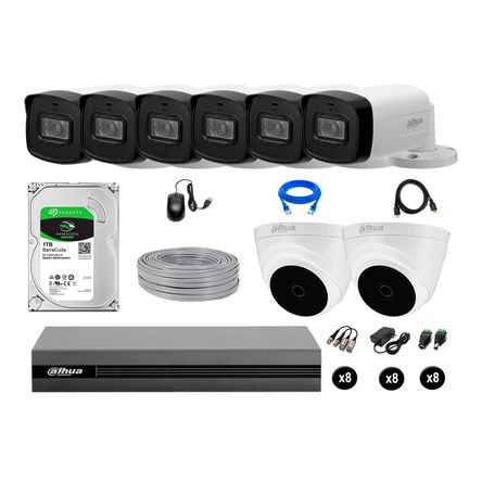 Kit 8 Cámaras Seguridad Dahua Full Hd Disco 1tb Mayor Alcance P2p