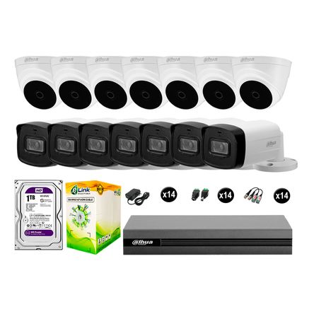 Cámaras Seguridad Dahua Kit 14 Full Hd Disco 1tb Mayor Alcance P2p