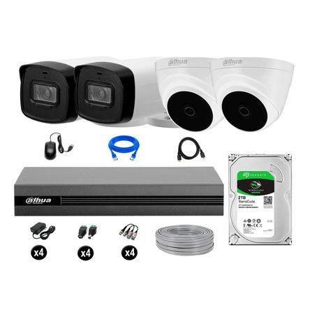 Cámaras Seguridad Dahua Kit 4 Full Hd Disco 2tb Mayor Alcance P2p