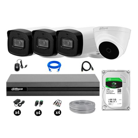 Cámaras Seguridad Dahua Kit 4 Fullhd Disco 1tb Mayor Alcance Completo