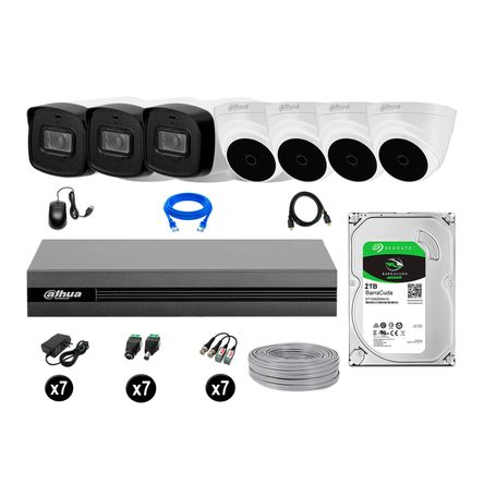 Cámaras Seguridad Dahua Kit 7 Full Hd Disco 2tb Mayor Alcance P2p