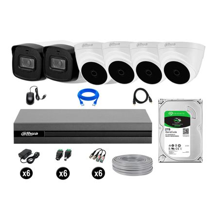 Cámaras Seguridad Dahua Kit 6 Full Hd Disco 2tb Mayor Alcance P2p