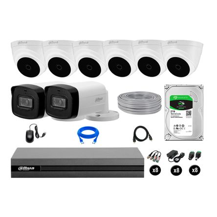 Cámaras Seguridad Dahua Kit 8 Full Hd Disco 2tb Mayor Alcance P2p