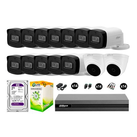 Cámaras Seguridad Dahua Kit 14 Full Hd Disco 2tb Mayor Alcance Completo