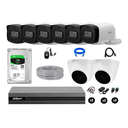 Kit 8 Cámaras Seguridad Dahua Full Hd Disco 2tb Mayor Alcance P2p