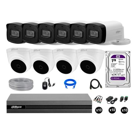 Cámaras Seguridad Dahua Kit 10 Full Hd Disco 1tb Mayor Alcance Completo