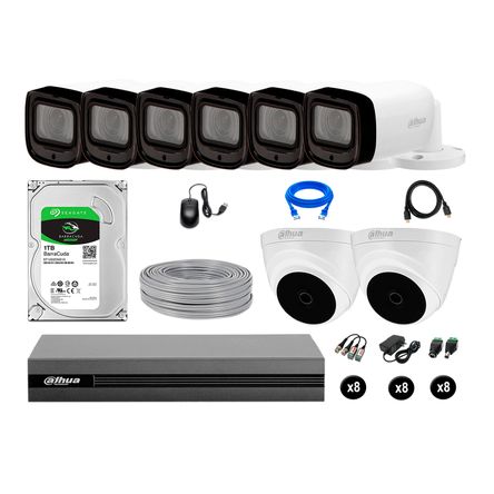 Cámaras Seguridad Dahua Kit 8 Fullhd 1tb Mayor Alcance Varifocal