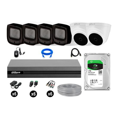 Cámaras Seguridad Dahua Kit 6 Fullhd 1tb Mayor Alcance Varifocal