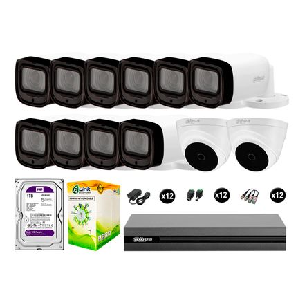 Kit 12 Cámaras Seguridad Dahua Fullhd 1tb Mayor Alcance Varifocal