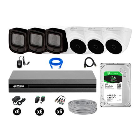 Kit 6 Cámaras Seguridad Dahua Fullhd 1tb Mayor Alcance Varifocal