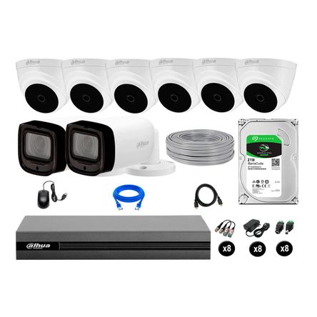 Cámaras Seguridad Dahua Kit 8 1080p Mayor Alcance Varifocal 2tb