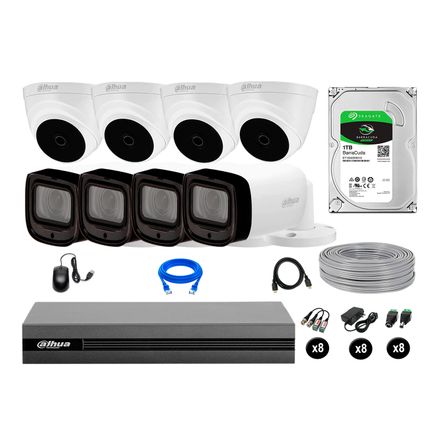 Kit 8 Cámaras Seguridad Dahua Fullhd 1tb Mayor Alcance Varifocal