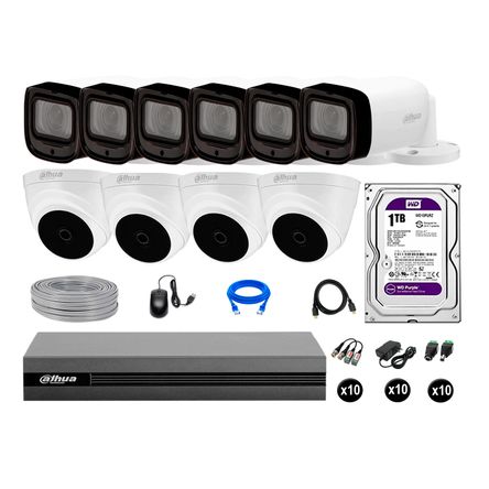 Kit 10 Cámaras Seguridad Dahua Fullhd 1tb Mayor Alcance Varifocal