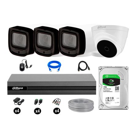 Kit 4 Cámaras Seguridad Dahua Fullhd 1tb Mayor Alcance Varifocal