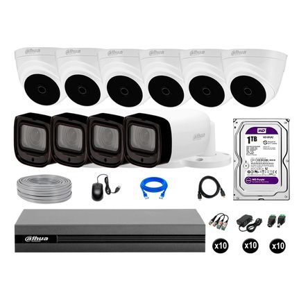 Cámaras Seguridad Dahua Kit 10 1080p Mayor Alcance Varifocal 1tb