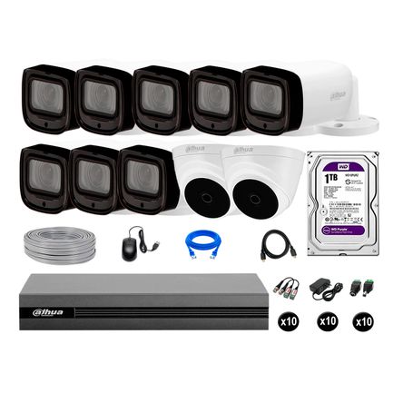 Cámaras Seguridad Dahua Kit 10 Fullhd 1tb Mayor Alcance Varifocal