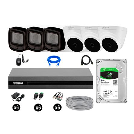 Kit 6 Cámaras Seguridad Dahua Fullhd 2tb Mayor Alcance Varifocal