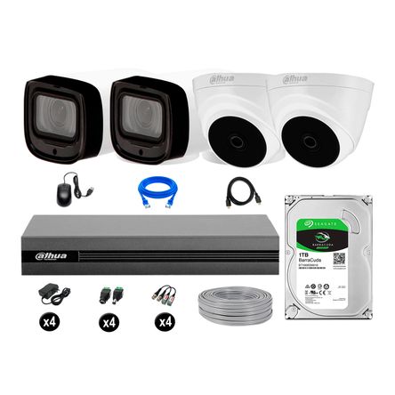 Cámaras Seguridad Dahua Kit 4 1080p Mayor Alcance Varifocal 1tb