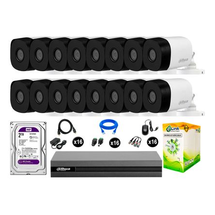 Cámaras De Seguridad Dahua Exterior Kit 16 Hd 720p Disco 2tb Wd P2p