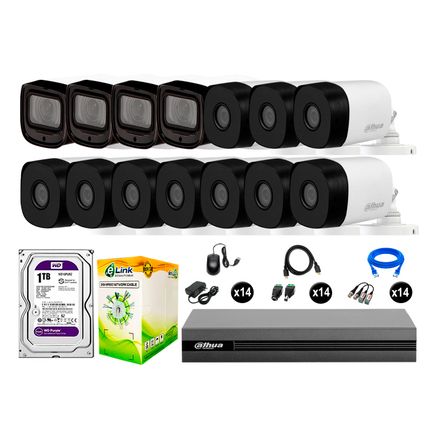 Cámaras Seguridad Dahua Exterior Kit 14 Full Hd Disco 1tb Wd Varifocal