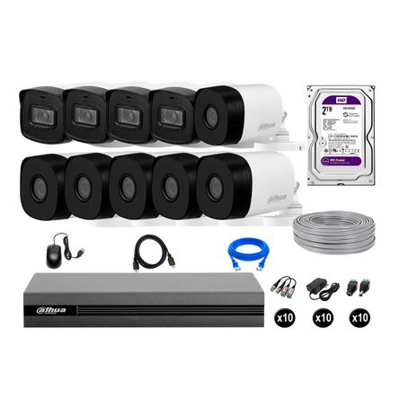 Cámaras Seguridad Dahua Exterior Kit 10 Full Hd Disco 2tb 40m Largo Alcance