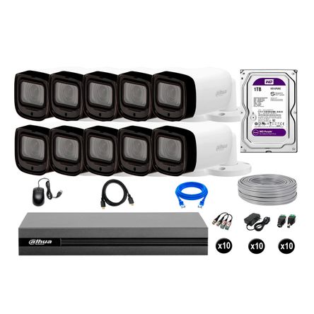 Cámaras Seguridad Dahua Exterior Kit 10 1080p Disco 1tb Wd Varifocal