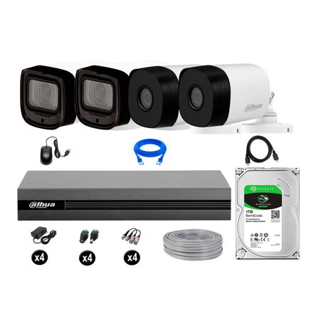 Cámaras Seguridad Dahua Exterior Kit 4 Full Hd Disco 1tb Wd Varifocal