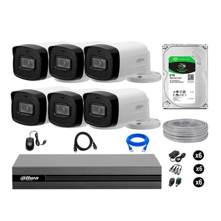 Cámaras Seguridad Dahua Exterior Kit 6 Full Hd Disco 2tb 40m Mayor Alcance