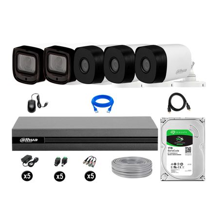 Cámaras Seguridad Dahua Exterior Kit 5 Full Hd Disco 1tb P2p Varifocal