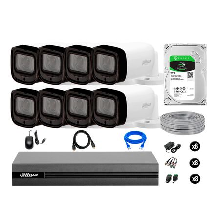 Cámaras Seguridad Dahua Exterior Kit 8 1080p Disco 2tb P2p Varifocal