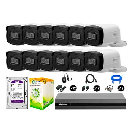 Cámaras Seguridad Dahua Exterior Kit 12 1080p Disco 2tb 40m Mayor Alcance