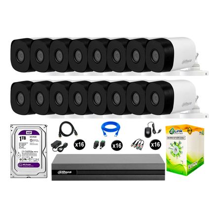 Cámaras De Seguridad Dahua Exterior Kit 16 Hd 720p Disco 1tb Wd P2p