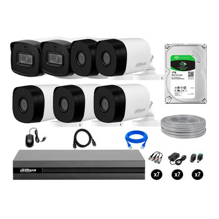 Cámaras Seguridad Dahua Exterior Kit 7 Full Hd Disco 1tb 40m Largo Alcance