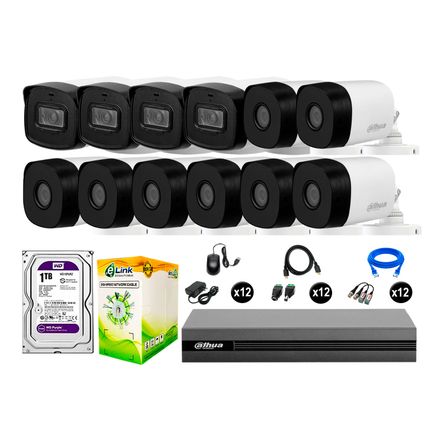 Cámaras Seguridad Dahua Exterior Kit 12 Full Hd Disco 1tb 40m Largo Alcance