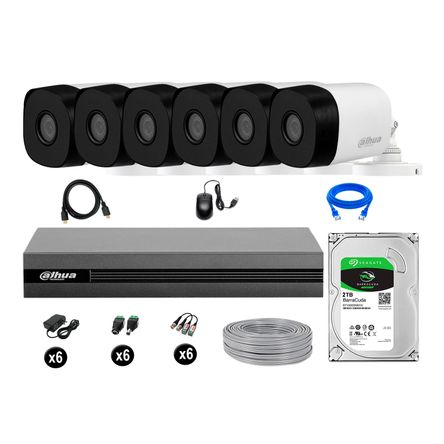 Cámaras De Seguridad Dahua Exterior Kit 6 Hd 720p Disco 2tb P2p