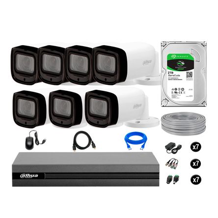 Cámaras Seguridad Dahua Exterior Kit 7 1080p Disco 2tb P2p Varifocal