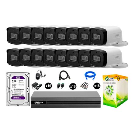 Cámaras Seguridad Dahua Exterior Kit 16 1080p Disco 1tb 40m Mayor Alcance