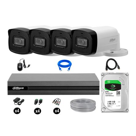 Cámaras Seguridad Dahua Exterior Kit 4 Full Hd Disco 2tb 40m Mayor Alcance