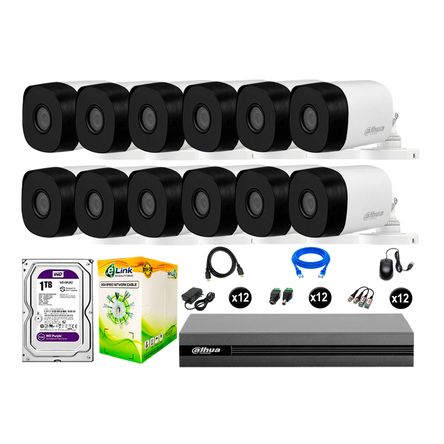 Cámaras De Seguridad Dahua Exterior Kit 12 Hd 720p Disco 1tb Wd P2p