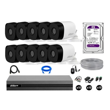 Cámaras De Seguridad Dahua Exterior Kit 10 Hd 720p Disco 1tb Wd P2p