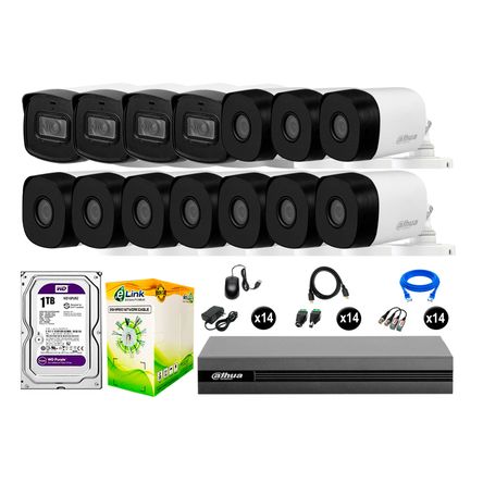 Cámaras Seguridad Dahua Exterior Kit 14 Full Hd Disco 1tb 40m Largo Alcance