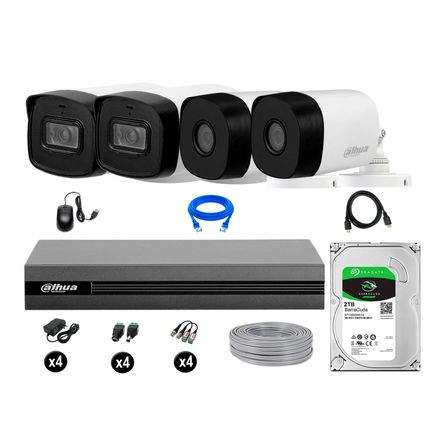 Cámaras Seguridad Dahua Exterior Kit 4 Full Hd Disco 2tb 40m Largo Alcance