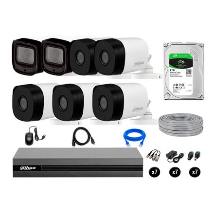 Cámaras Seguridad Dahua Exterior Kit 7 Full Hd Disco 2tb P2p Varifocal