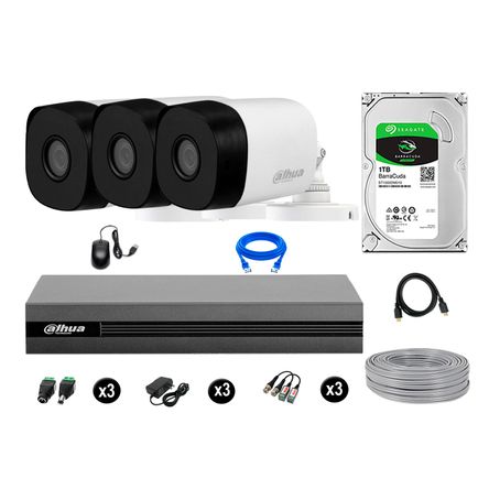 Cámaras De Seguridad Dahua Exterior Kit 3 Full Hd 1080p Disco 1tb Cámaras De Seguridad Dahua Exterior Kit 3 Full Hd 1080p Disco 1tb