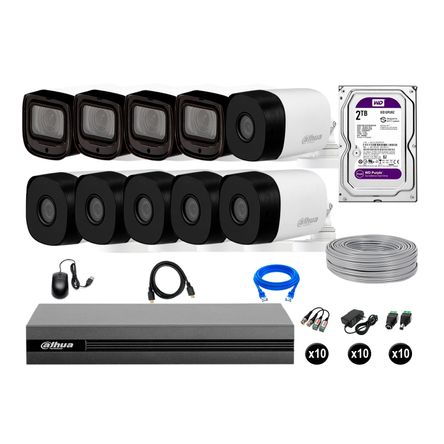 Cámaras Seguridad Dahua Exterior Kit 10 Full Hd Disco 2tb Wd Varifocal