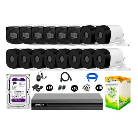 Cámaras Seguridad Dahua Exterior Kit 16 Full Hd Disco 1tb 40m Largo Alcance