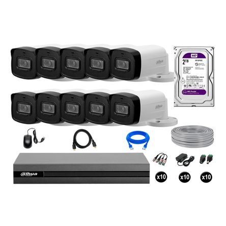 Cámaras Seguridad Dahua Exterior Kit 10 1080p Disco 2tb 40m Mayor Alcance