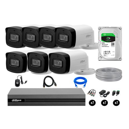 Cámaras Seguridad Dahua Exterior Kit 7 Full Hd Disco 2tb 40m Mayor Alcance